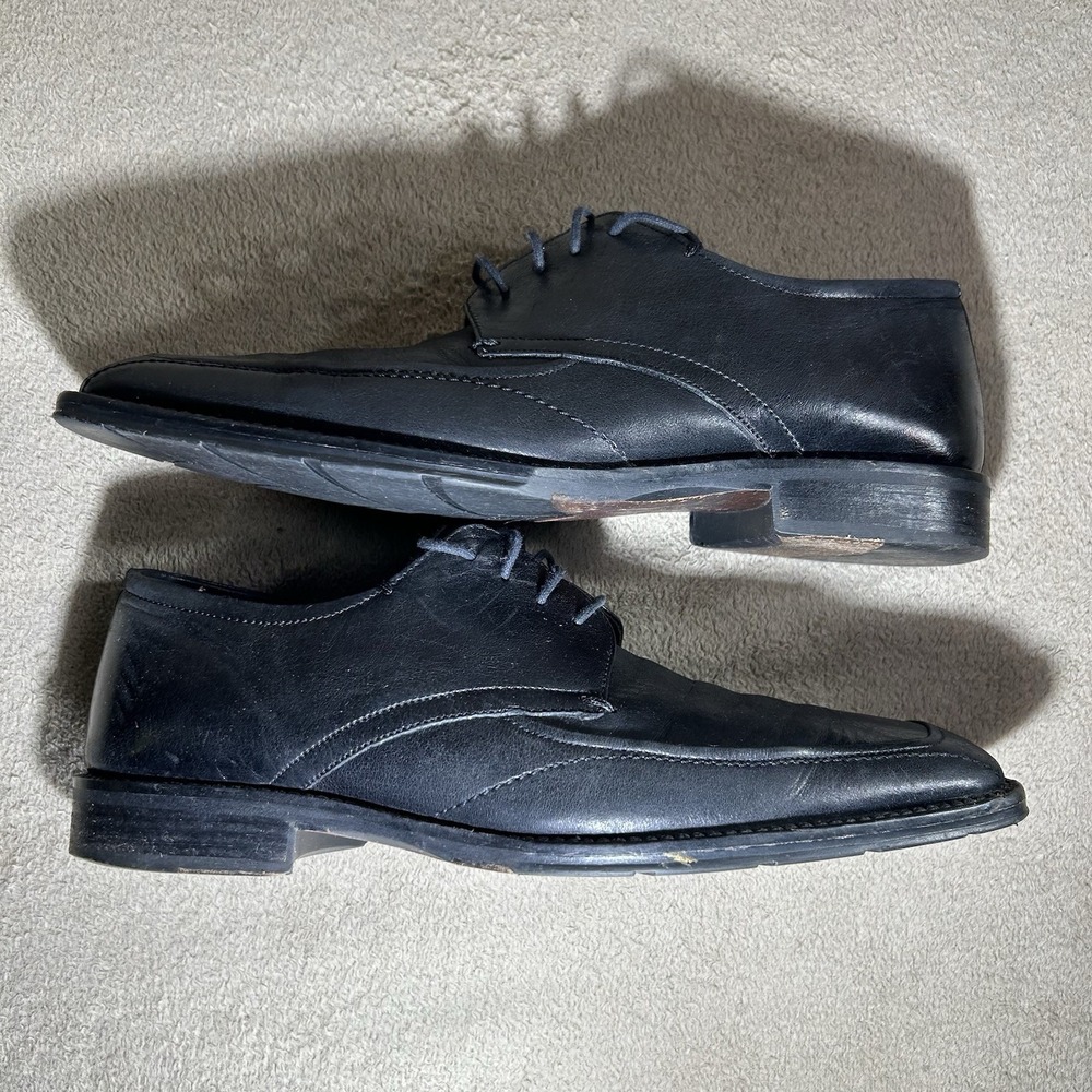 Bachrach Men's Black Leather Apron Toe Derby Dress Shoes Size 10.5 Romania